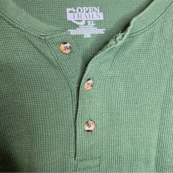 Open Trails Men's Long Sleeve Waffle Knit Shirt Green Size XL - Picture 3 of 10